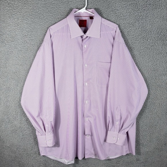 proper sport Other - Proper Sport Dress Shirt Men 2XL Purple White Check 4 Way Stretch Wicking